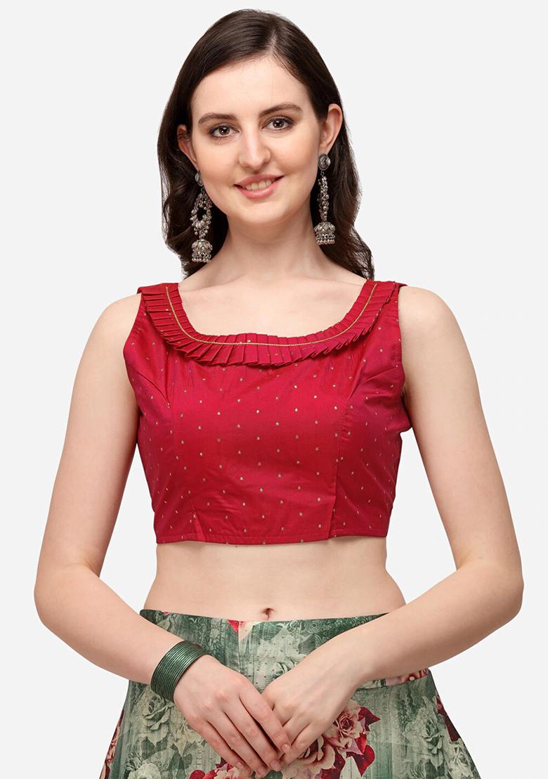 Maroon Digital Print Silk Satin Lehenga Set