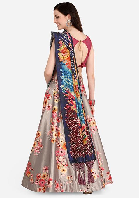 Pink Digital Print Lehenga Set