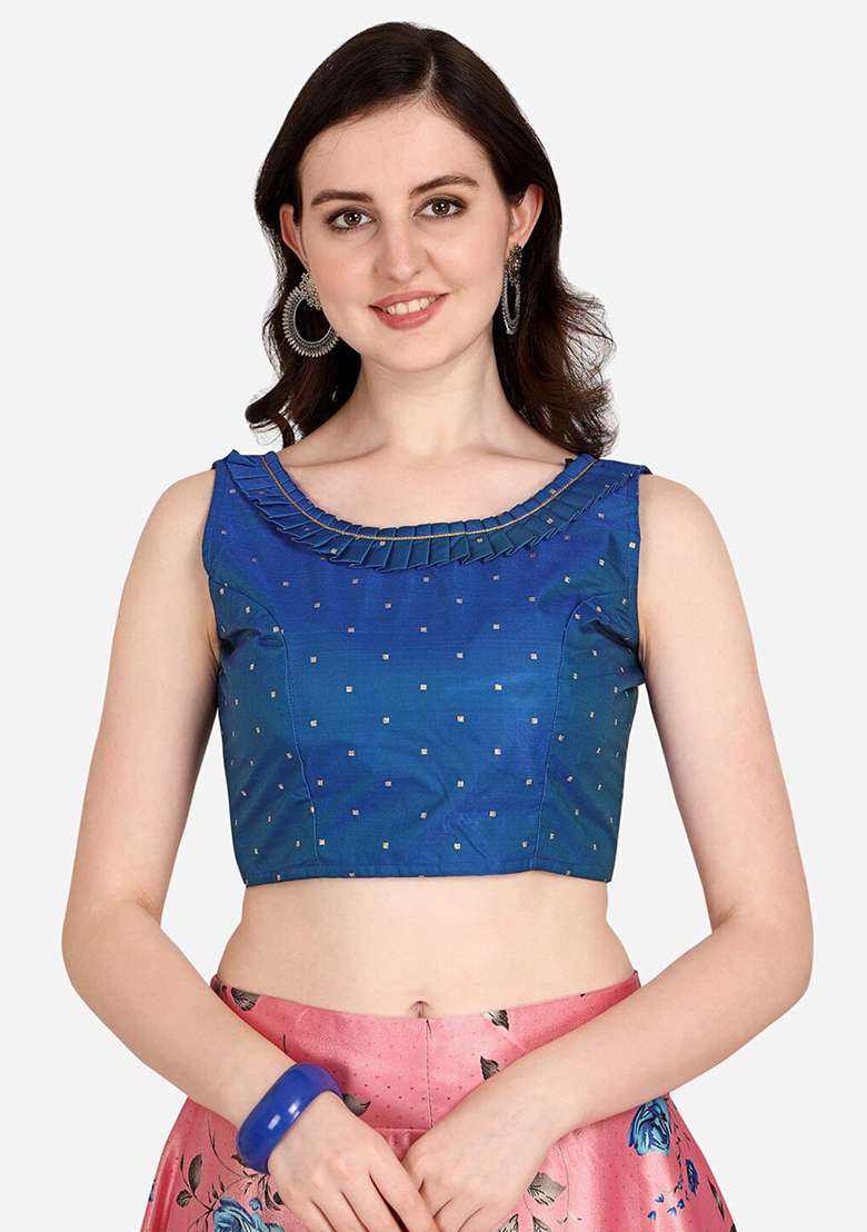 Blue Digital Print Silk Blend Lehenga Set for Diwali and Festive Wear - Indya