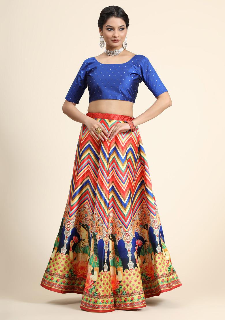 Blue Digital Print Lehenga Set