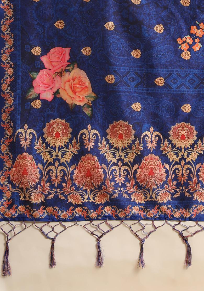 Blue Digital Print Lehenga Set