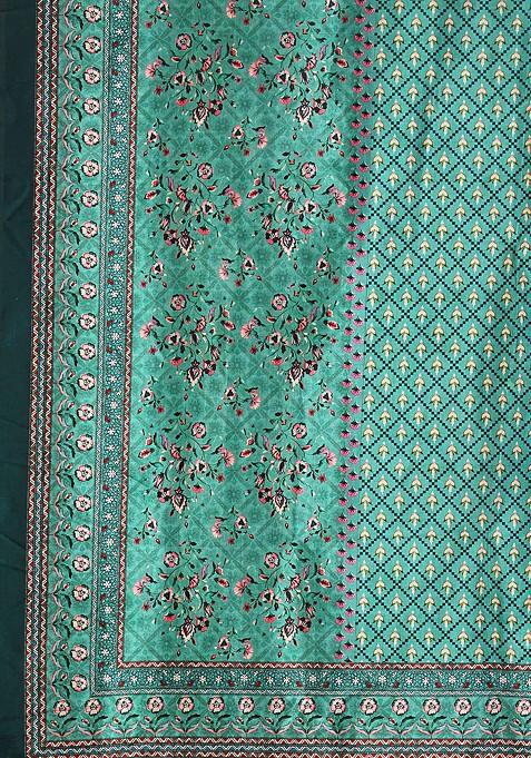 Cream Digital Print Satin Silk Lehenga Set