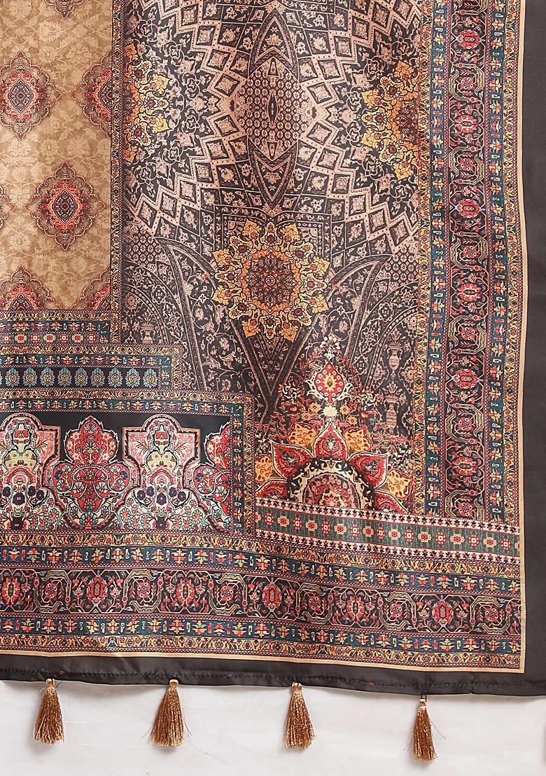 Green Digital Print Silk Lehenga Set