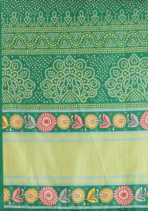 Green Digital Print Lehenga