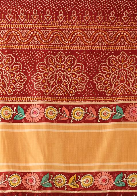 Maroon Digital Print Lehenga Set