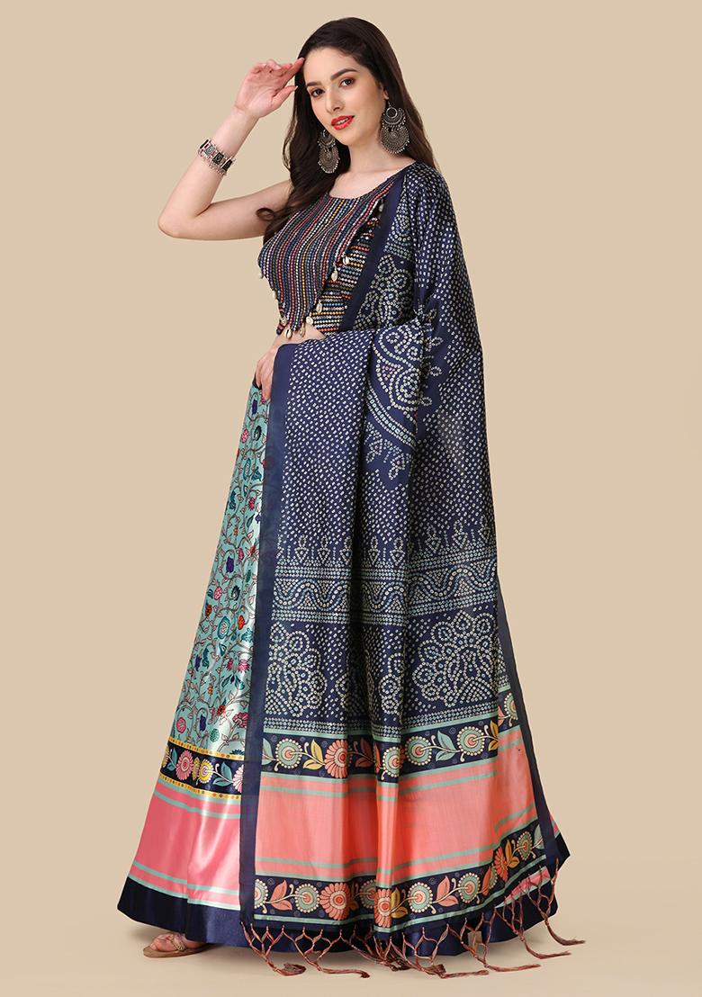 Blue Digital Printed Lehenga Set