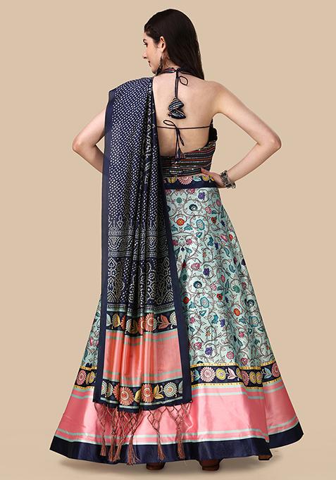 Blue Digital Printed Lehenga Set