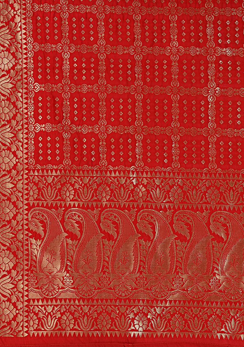 Red Digital Print Lehenga Set