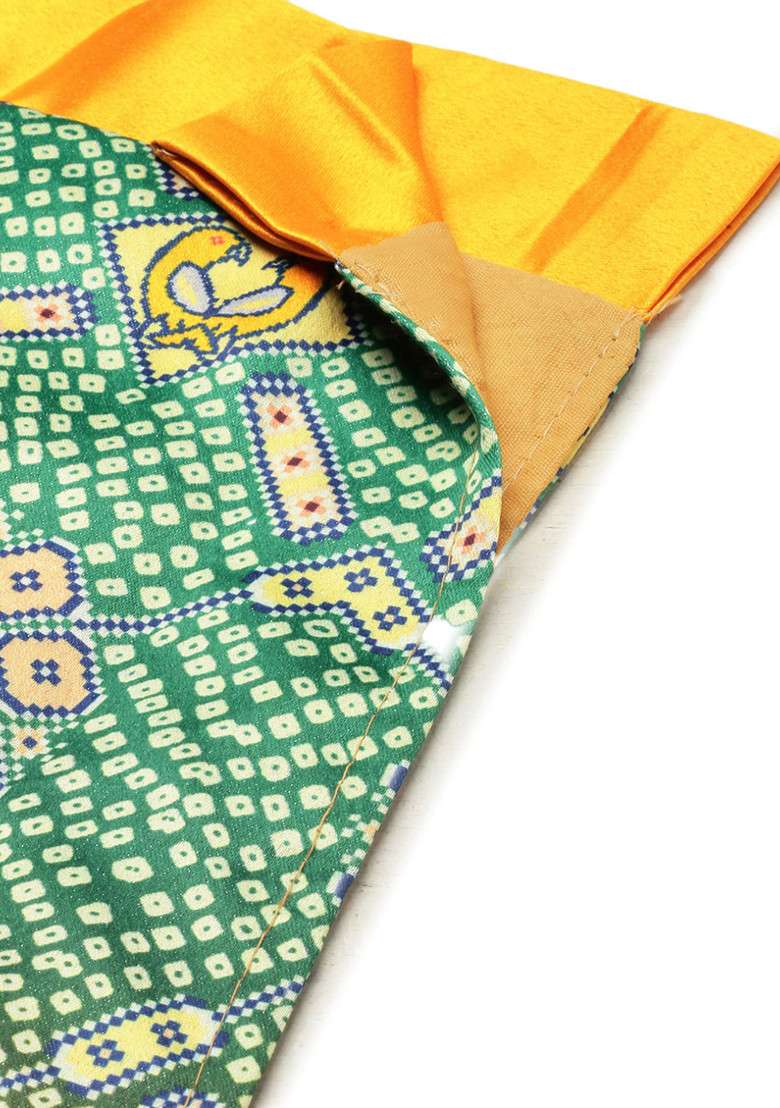 Yellow Blend Satin Silk Lehenga Set with Digital Print for Diwali | Wedding & Festive Wear - Indya