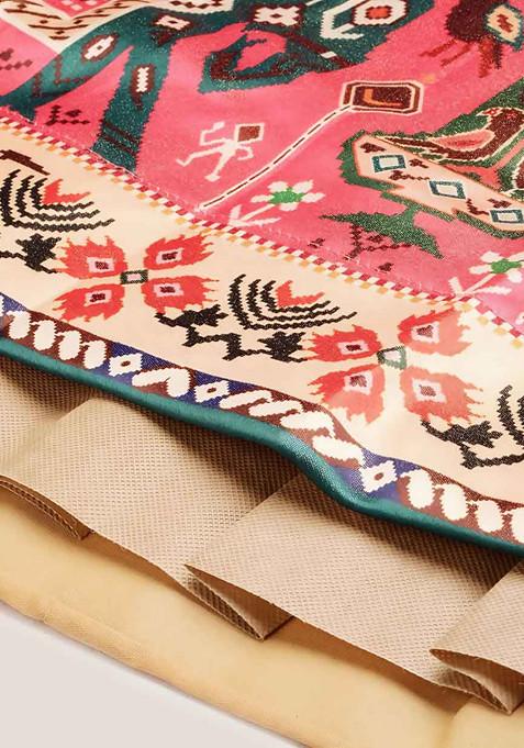 Teal Digital Print Satin Silk Lehenga Set