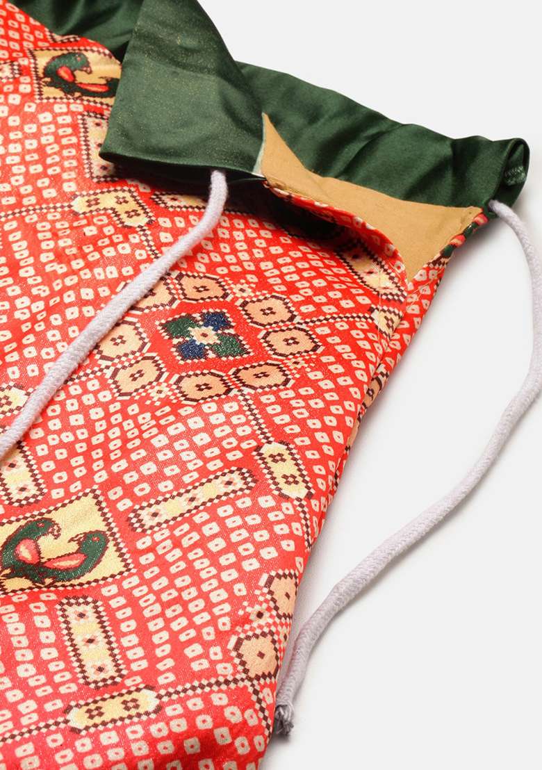 Bottle Green Digital Print Satin Silk Blend Lehenga Set for Diwali and Festive Wear - Indya