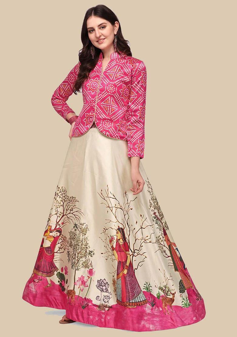 Baby Pink Printed Lehenga Set