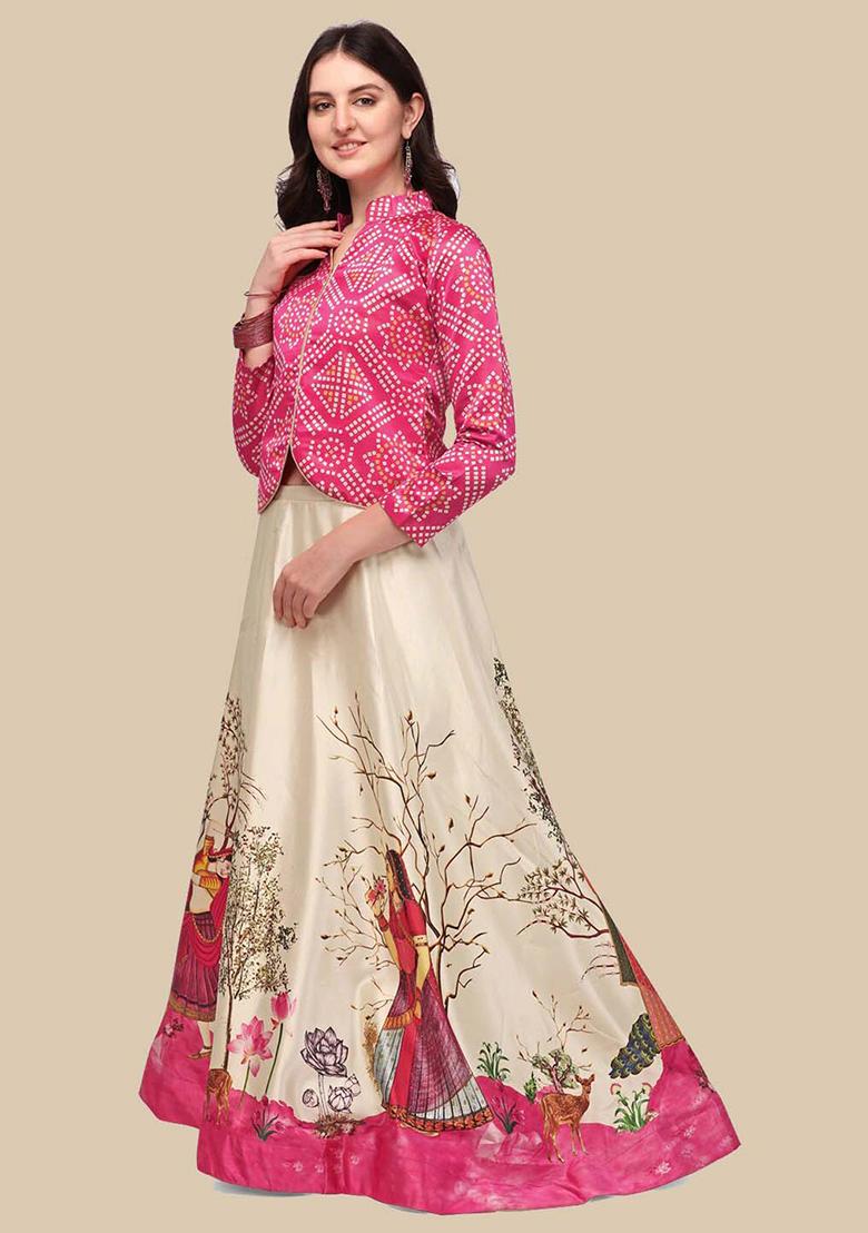 Baby Pink Printed Lehenga Set