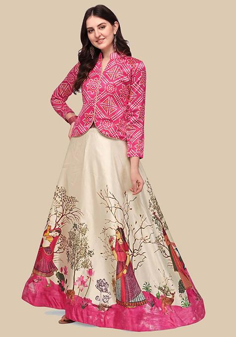 Baby Pink Printed Lehenga Set