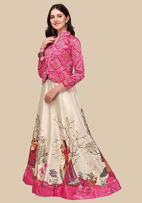 Baby Pink Printed Lehenga Set