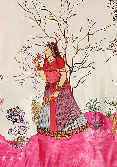 Baby Pink Printed Lehenga Set