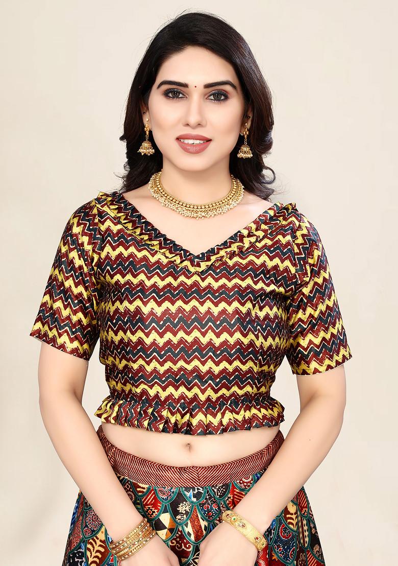 Multicolor Digital Print Satin Silk Lehenga Set