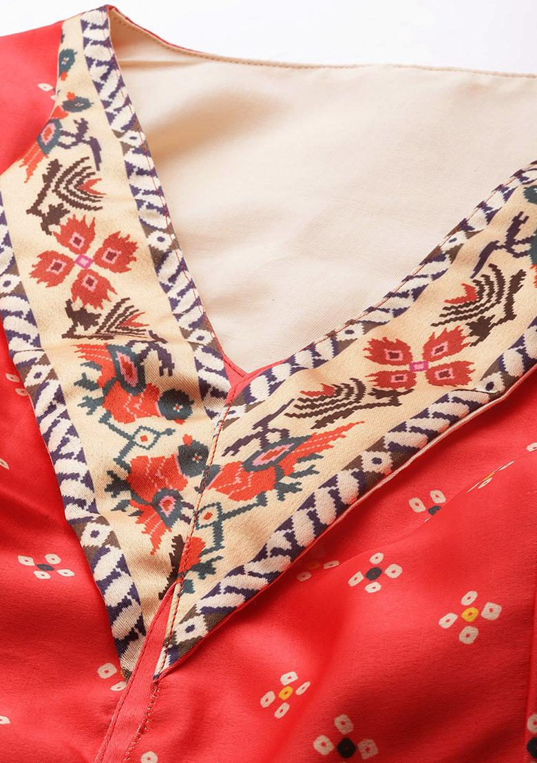 Gajari Satin Printed Lehenga Set