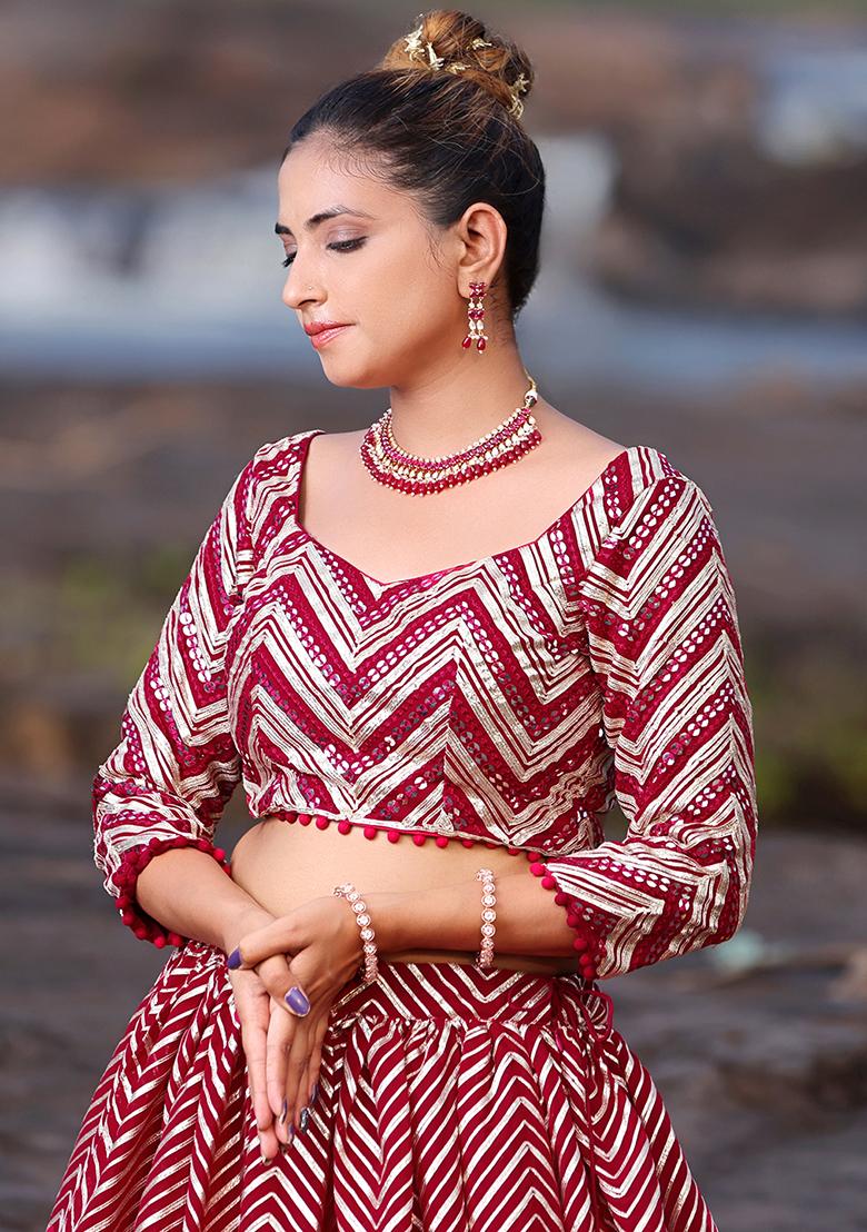 Blush Pink Embroidered Georgette Lehenga Set