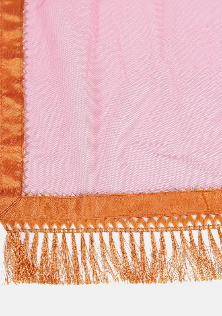 Pink Woven Design Silk Blend Lehenga Set