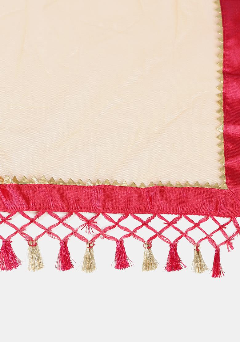 Pink Zari Woven Silk Blend Lehenga Set