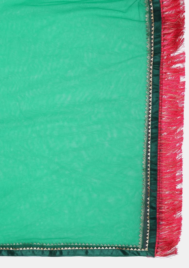 Rama Green Gold Woven Jacquard Silk Lehenga Set