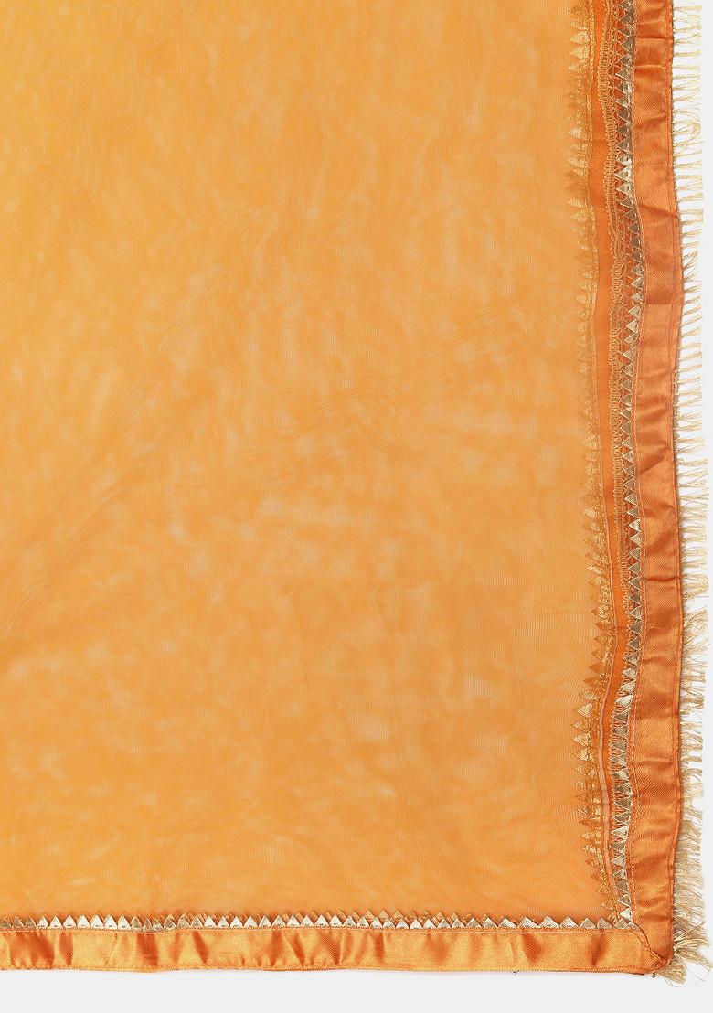 Mustard Yellow Gold Woven Jacquard Silk Lehenga Set