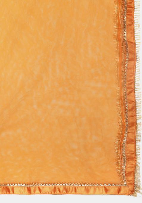 Mustard Yellow Gold Woven Jacquard Silk Lehenga Set