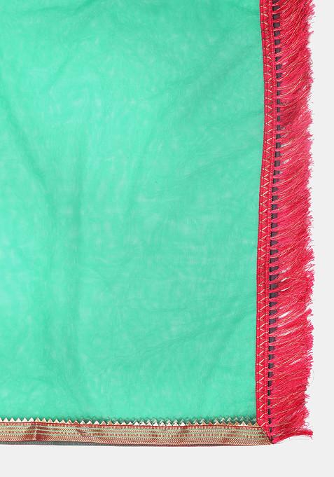 Rama Green Gold Woven Silk Lehenga Set