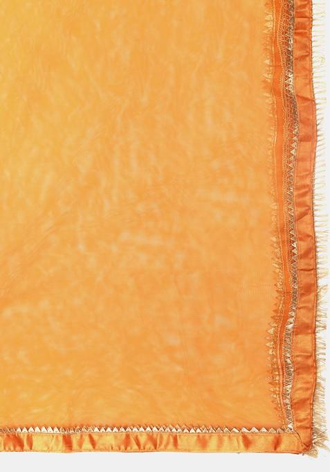 Mustard Yellow Woven Design Jacquard Silk Lehenga Set