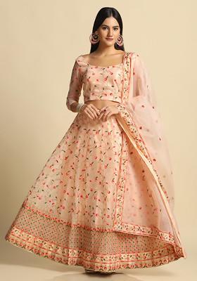 Pink Sequin Embroidered Heavy Net Lehenga Set