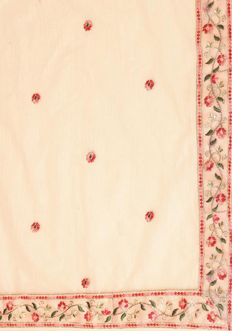 Pink Sequin Embroidered Heavy Net Lehenga Set