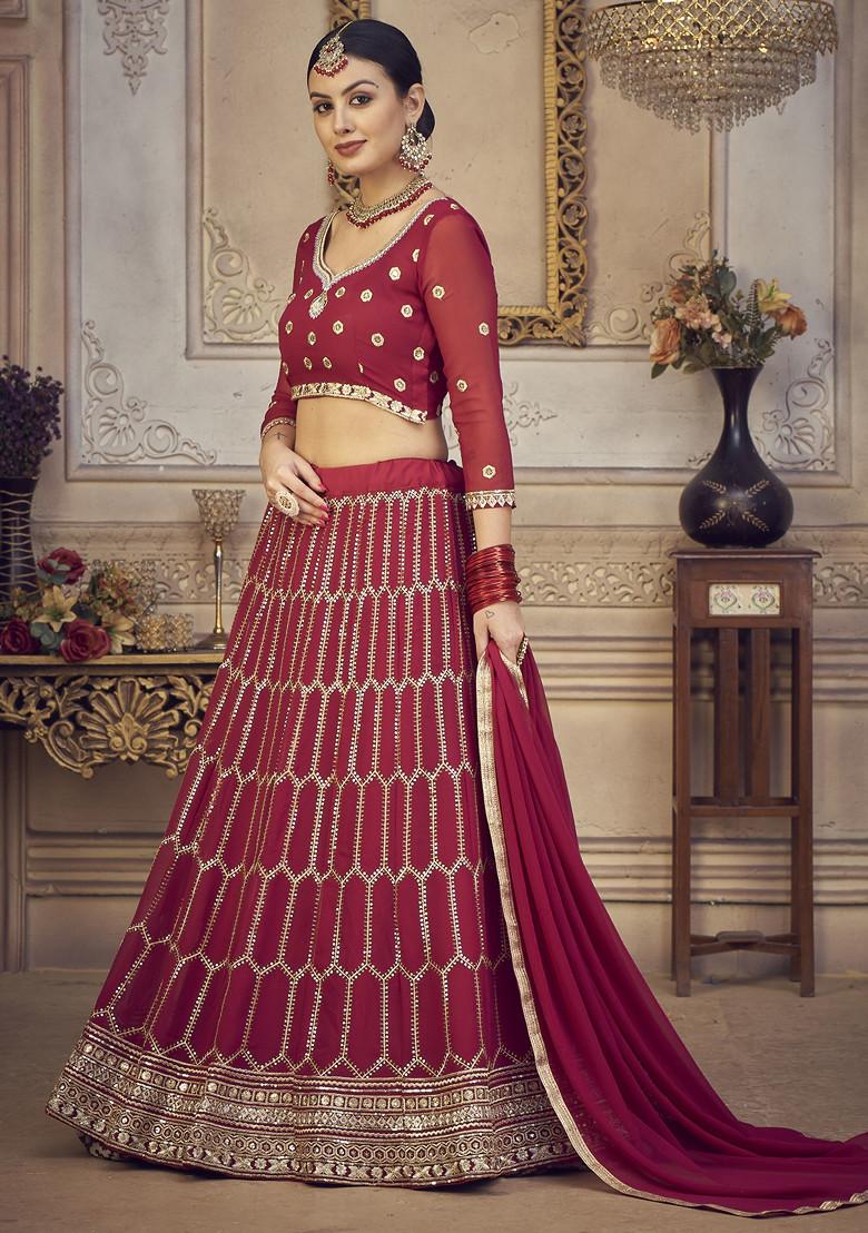 Blush Pink Sequin Embroidered Georgette Lehenga Set