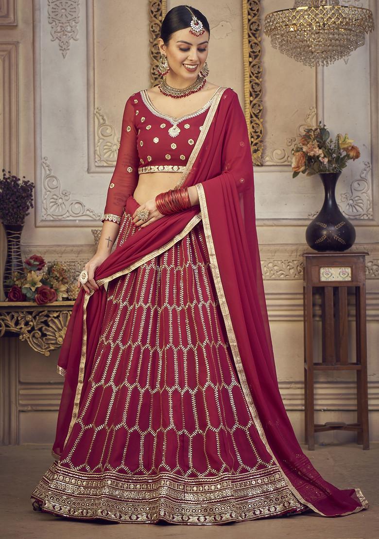 Blush Pink Sequin Embroidered Georgette Lehenga Set