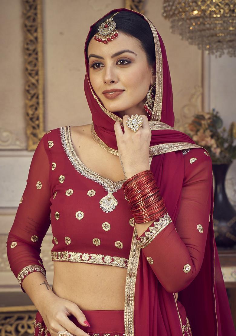 Blush Pink Sequin Embroidered Georgette Lehenga Set