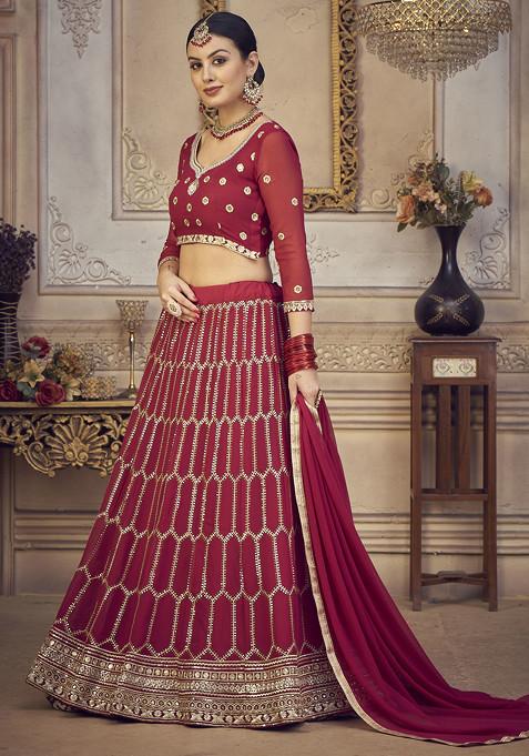 Blush Pink Sequin Embroidered Georgette Lehenga Set