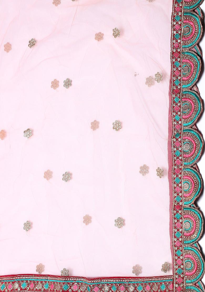 Maroon Hand Embroidered Taffeta Silk Lehenga Set