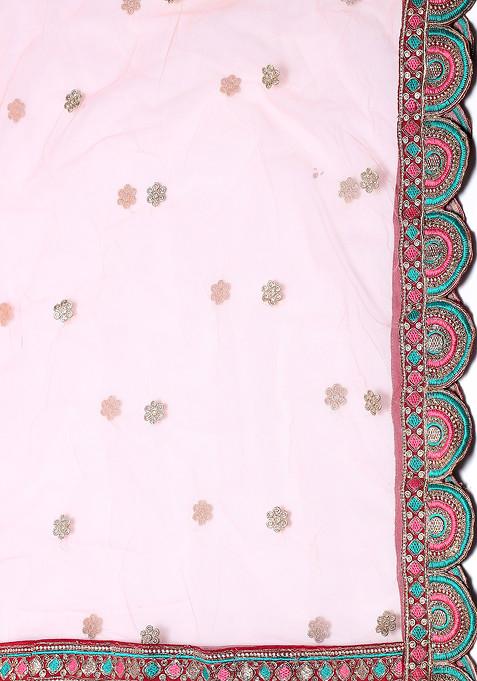 Maroon Hand Embroidered Taffeta Silk Lehenga Set