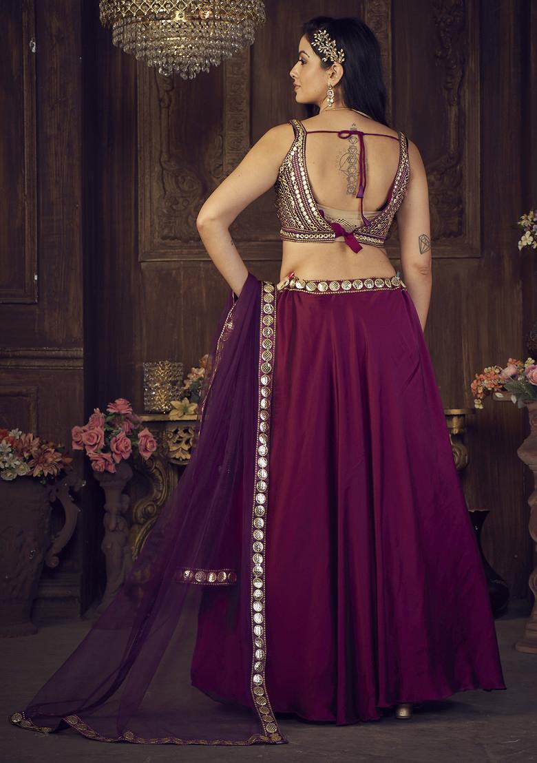 Purple Sequin Embroidered Rangoli Silk Lehenga Set