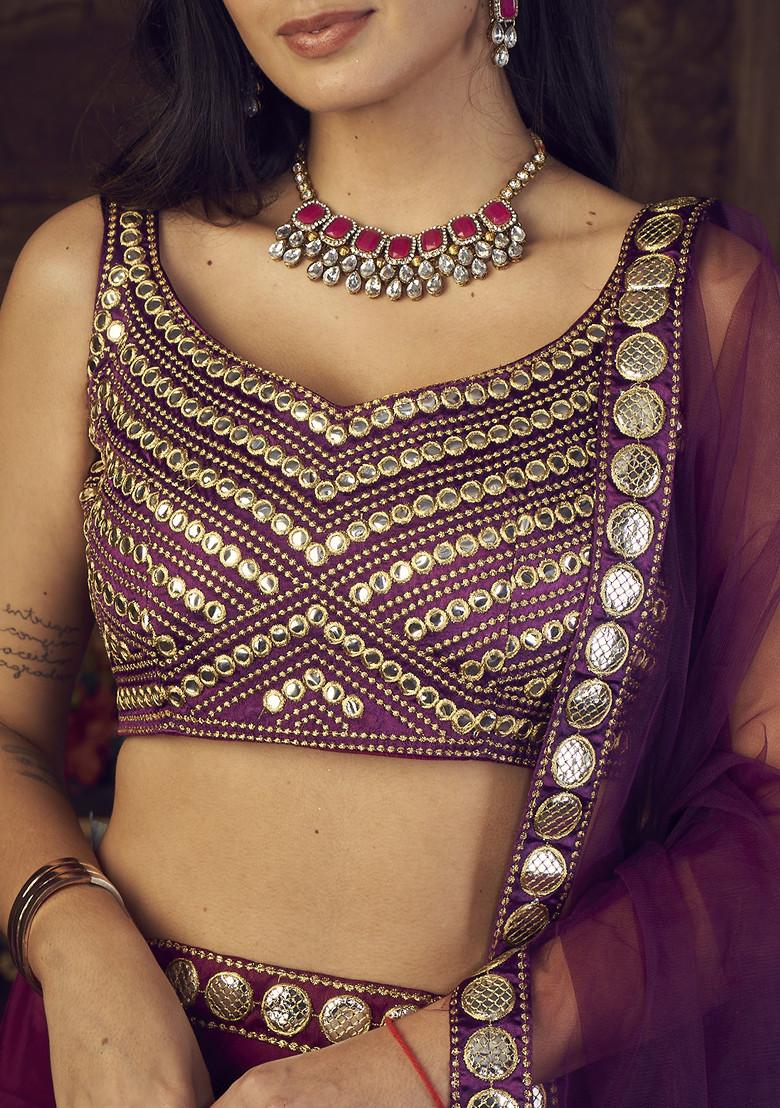 Purple Sequin Embroidered Rangoli Silk Lehenga Set