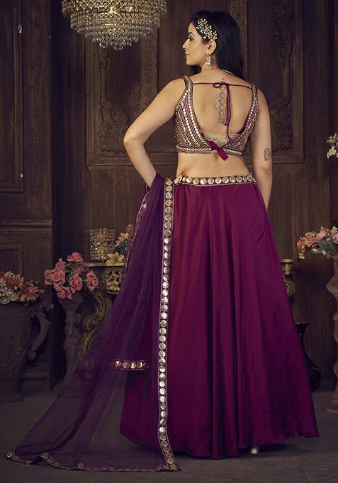 Purple Sequin Embroidered Rangoli Silk Lehenga Set