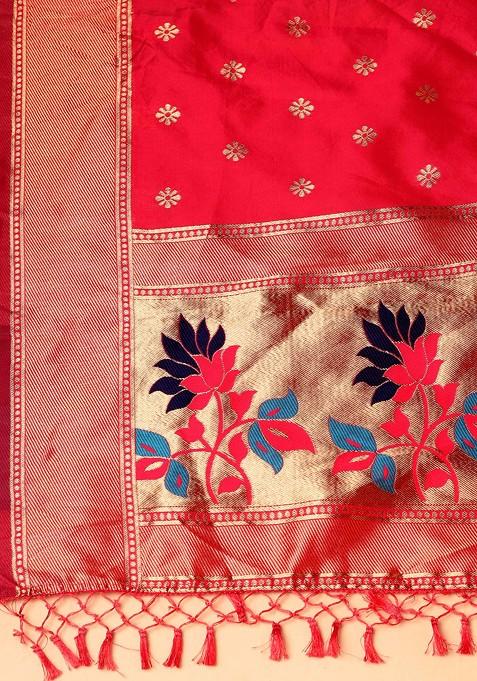 Sky Blue Gold Woven Design Taffeta Silk Lehenga Set