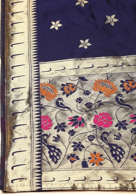 Parrot Green Gold Woven Taffeta Silk Lehenga Set