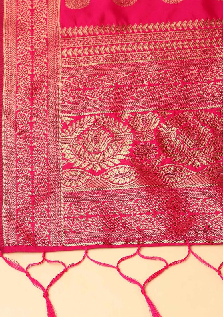 Pista Green Zari Gold Woven Taffeta Silk Lehenga Set