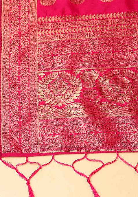 Pista Green Zari Gold Woven Taffeta Silk Lehenga Set