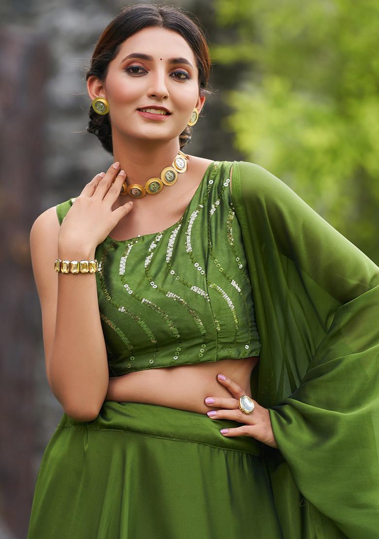 Green Embroidered Rangoli Silk Lehenga Set