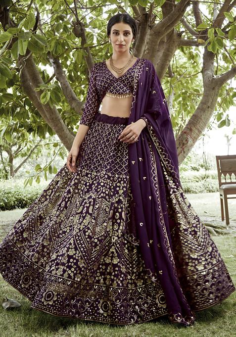 Purple lehenga skirt hotsell