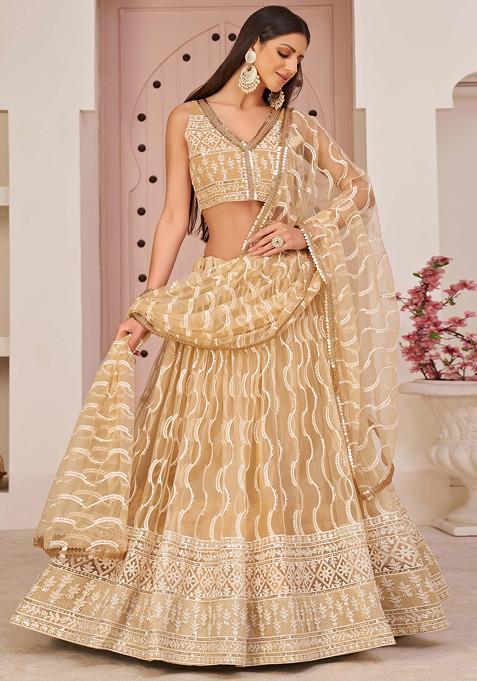 Beige bridal lehenga best sale