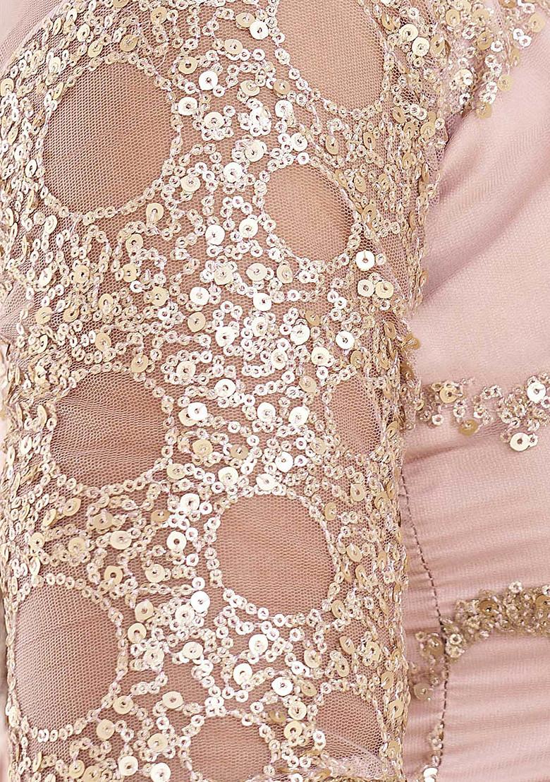Light Pink Sequin Embroidered Net Lehenga