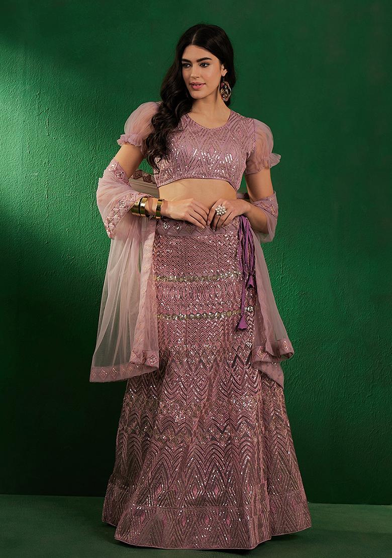 Pink Sequin Embellished Lehenga Set